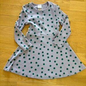 Hanna Andersson ribbed polka dot twirl dress, size 5, lavender and green